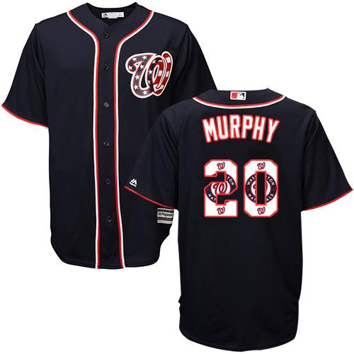 Nationals #20 Daniel Murphy Navy Blue Team Logo Fashion Stitched MLB Jersey